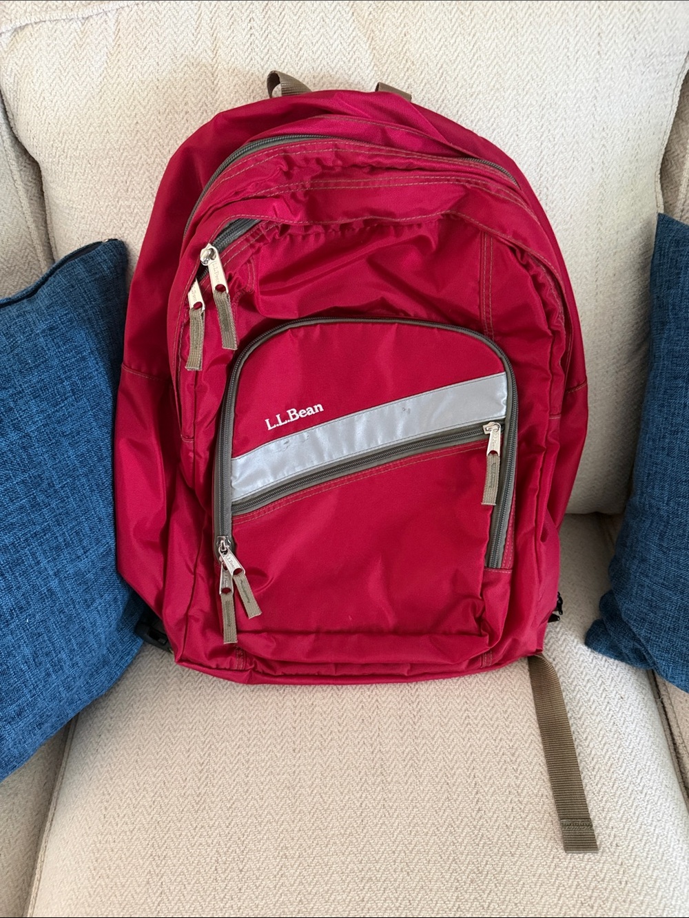 L.L. Bean Red Backpack with Reflective Accent